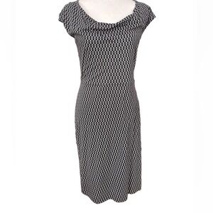 Boden Black and White Drape Neck Cap Sleeve Dress Size 6